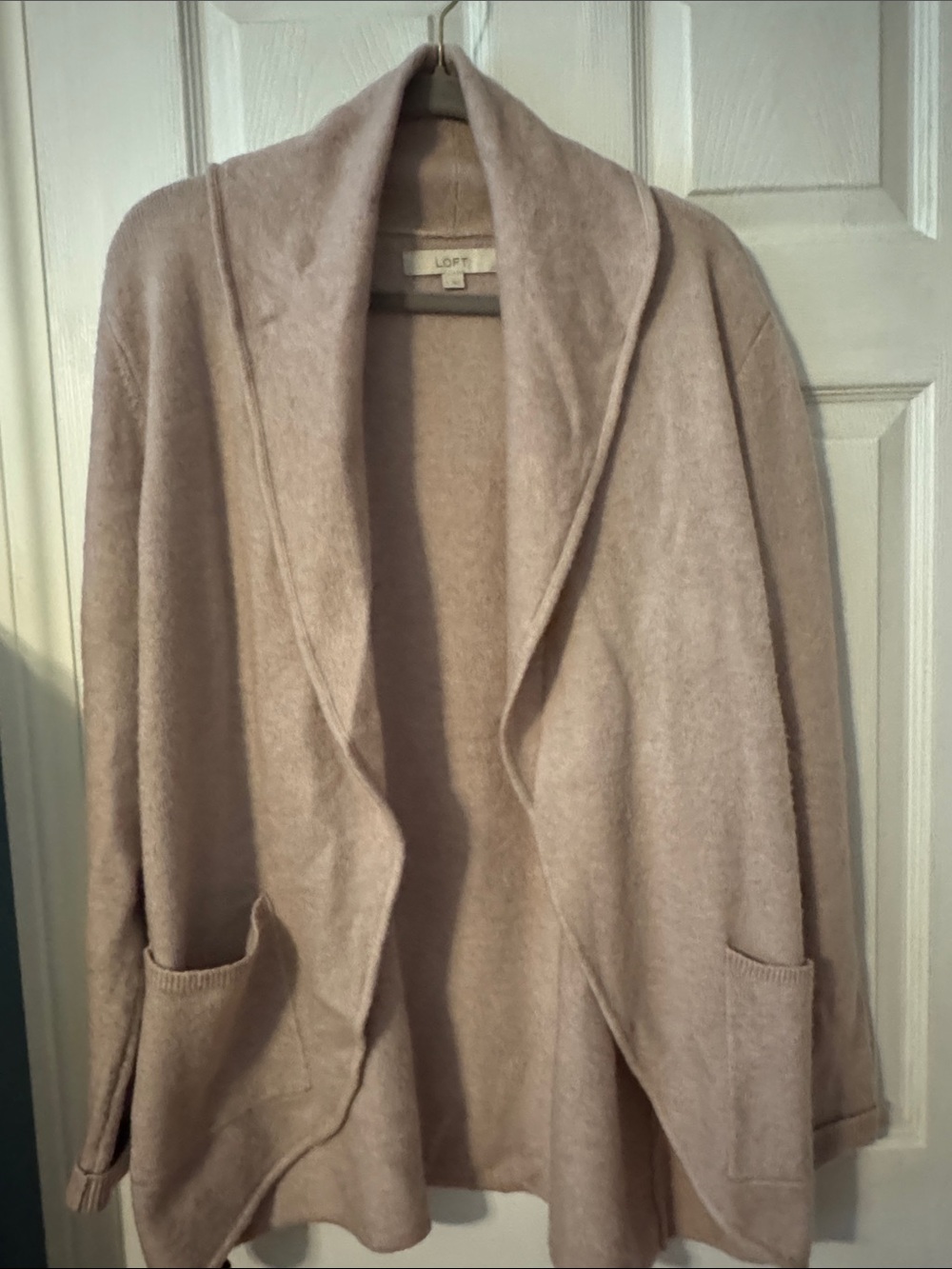 LOFT Open-Front Shawl Collar Cardigan - Blush